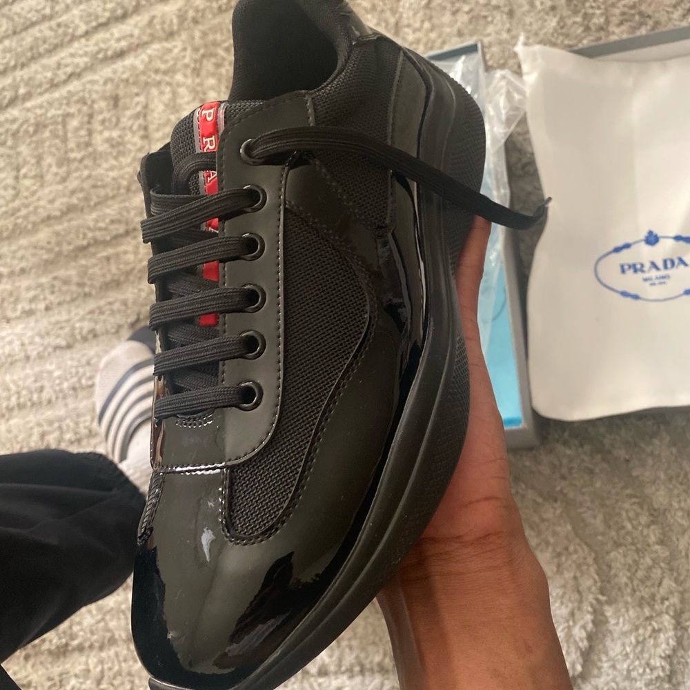 Prada Men's Black and Red Sneakers
